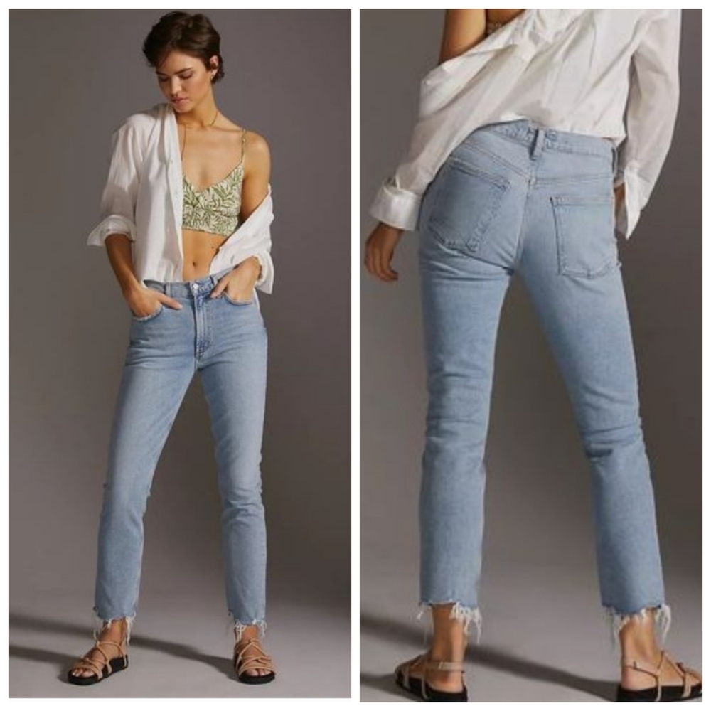 AGOLDE Merrel Mid Rise Straight Raw Hem Jeans Light Wash Size 29 J1872